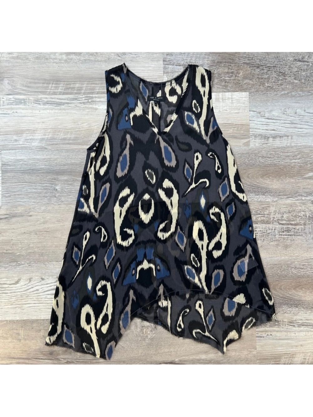 rag & bone New York Sheer Ikat Print V-Neck Tank Top Small